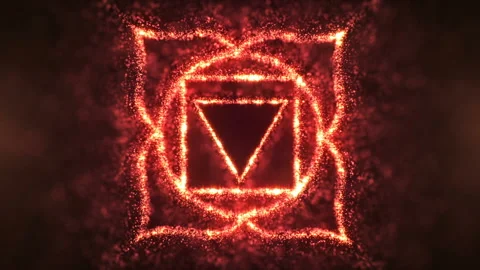 Red triangle inside a square flower chakra animation in 3d Stock Footage 233764492