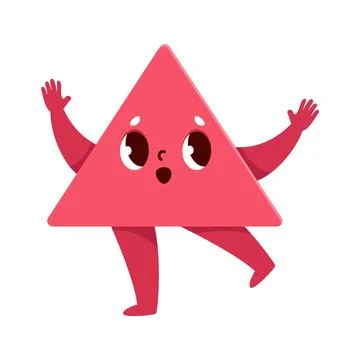 Red triangle math shape cartoon cheerful character Stockillustratie