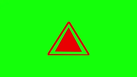 Red Triangle Pop Zoom Bounce Animation on Green Screen 4K. Video stock 341814420