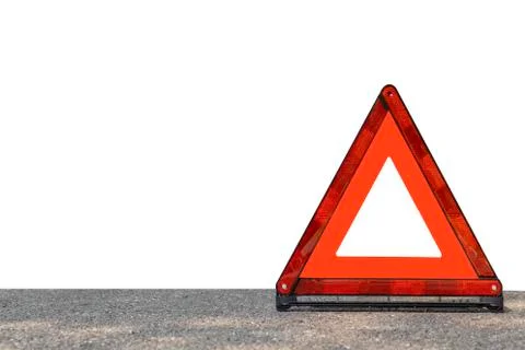 Red triangle, red emergency stop sign, red emergency symbol isolated on white Stock Photos