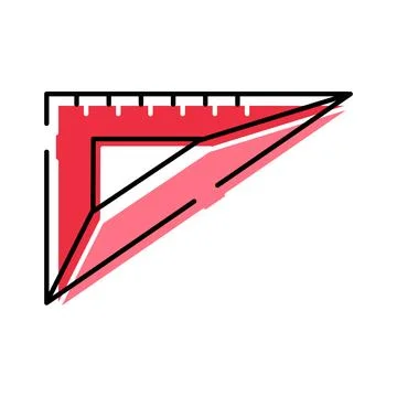 Red triangle set square geometric drafting tool Stock Illustration
