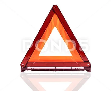 Red triangle sign, emergency stop sign, emergency warning sign isolate ...