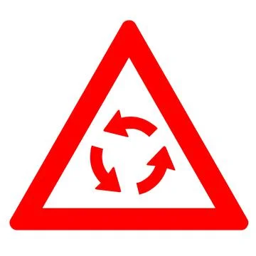 Red triangle sign round about transportation Stock Illustration