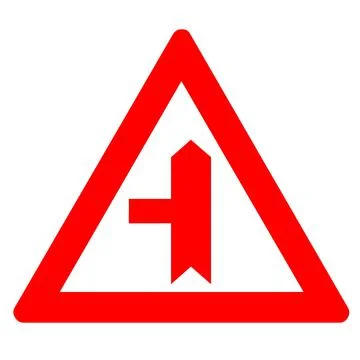 Red triangle transportation road left cross Stock Illustration