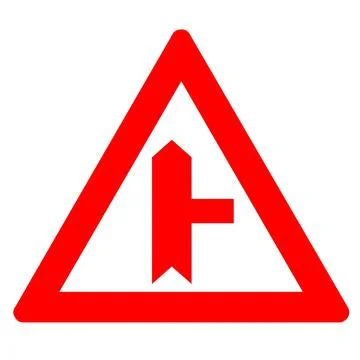 Red triangle transportation road right cross Stock Illustration