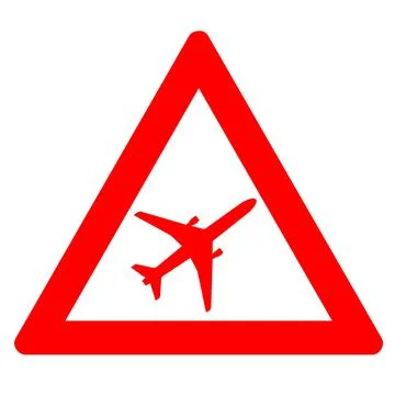 Red triangle transportation road warning airport plane Stock Illustration