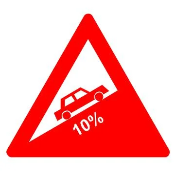 Red triangle transportation road warning elevated inclinde Stock Illustration