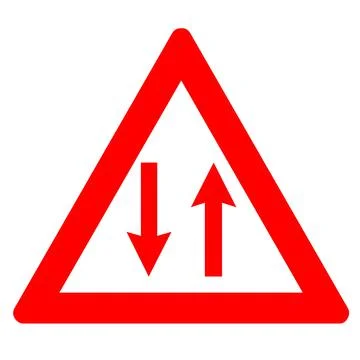 Red triangle transportation road warning two way Stock Illustration