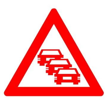 Red triangle transportation road warning cars Stock Illustration