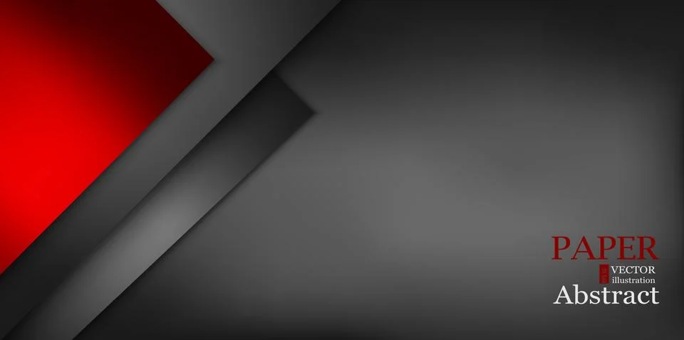 Red triangle vector background geometric overlap layer on black space for text Stock Illustration