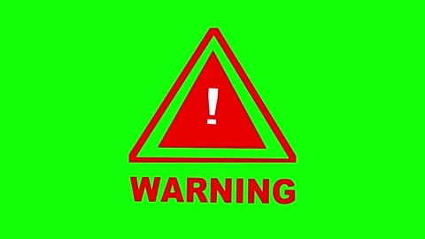 Red Triangle Warning Sign Animation on Green Screen Background. Stock Footage 341814404