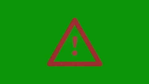 Red triangle warning sign animation on chroma key green screen background Stock Footage 346824453