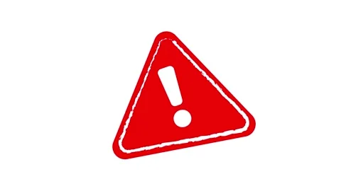 Red triangle warning sign exclamation mark stamp seal mark badge notice Stock Footage 306534907
