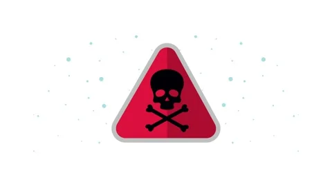 Red triangle warning sign with skull and crossbones, danger symbol, isolate.. Stock Footage 338312634
