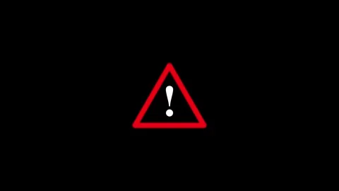 Red triangle warning sign with white exclamation mark alert icon 4k video Stock Footage 345352838