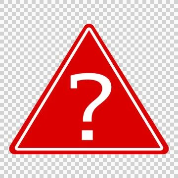 Red Triangle Warning Sign with White Question Mark on Transparent Background Illustrazione stock