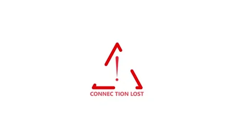 Red triangle warning symbol with exclamation mark and connection lost text .. Stock Footage 340123628