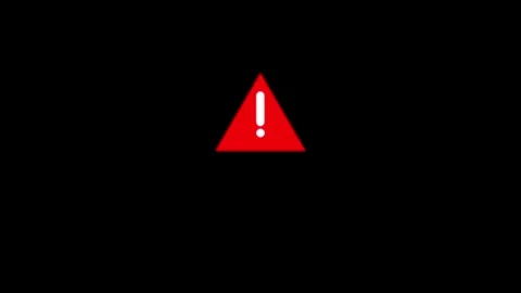 Red Triangle Warning Symbol with White Exclamation Mark on Black Background.. Stock Footage 321583422