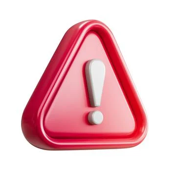 Red triangle with white exclamation mark Danger sign Side view 3D Stock-Illustration