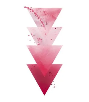 Red triangles. Abstract geometric art composition. Watercolour illustration on Stock Illustration