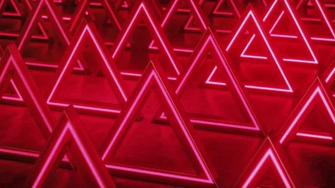 Red triangular abstract background. Neon lights background. Pattern triangle  Stock Footage 150463202