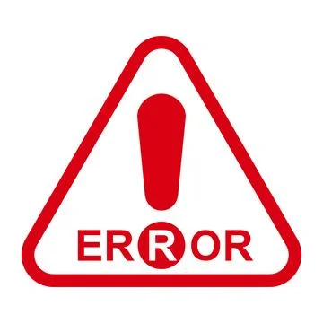 Red triangular error warning sign with exclamation mark symbol Stock Illustration