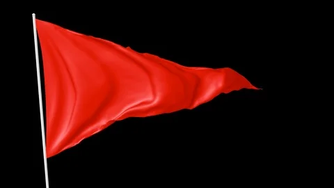 Red triangular flag, animation with alpha channel Stock Footage 93389593