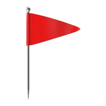 Red triangular flag on a silver pin 스톡 일러스트