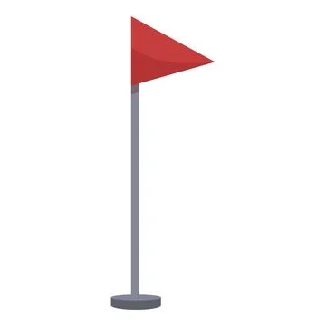 Red triangular flag waving on metal pole 스톡 일러스트