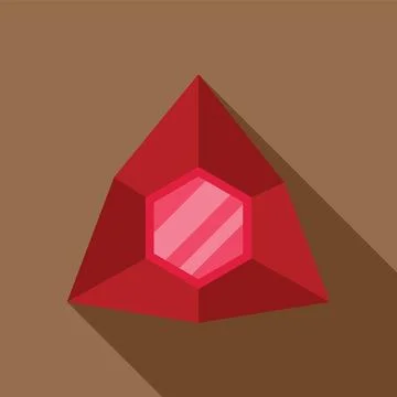Red triangular gemstone casting long shadow イラスト素材