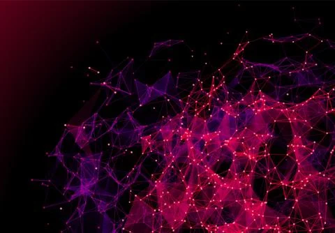 Red triangular grid in futuristic technology style on dark background イラスト素材