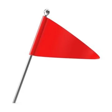 Red Triangular Marker Flag on White Background Illustrazione stock