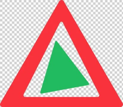 Red triangular outline is enclosing rotating green triangle in flat design Stock Illustration
