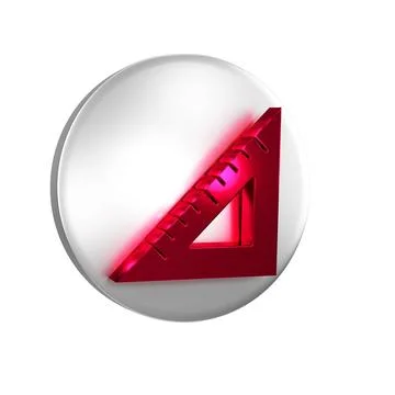 Red Triangular ruler icon isolated on transparent background. Straightedge .. Illustrazione stock