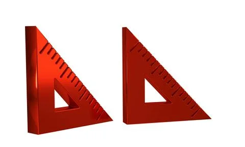 Red Triangular ruler icon isolated on transparent background. Straightedge .. Stock Illustration