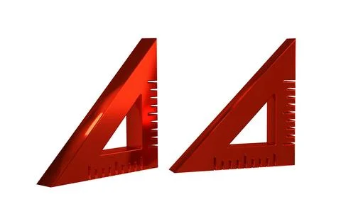 Red Triangular ruler icon isolated on transparent background. Straightedge .. Stock Illustration