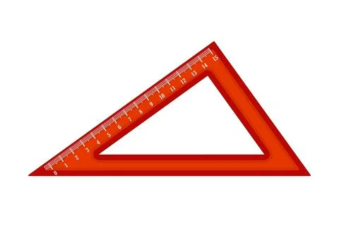 Red triangular ruler isolated on white background. School stationery supply. Stock Illustration