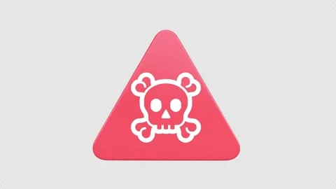 A red triangular warning sign featuring a white skull and crossbones symbol.. Stock Footage 305231471