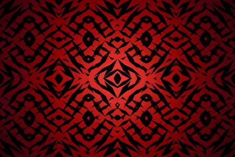 Red tribal shapes pattern Red and black tribal shapes pattern with a centr... Foto stock