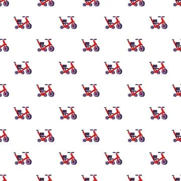 Red tricycle repeating pattern on white background Illustration