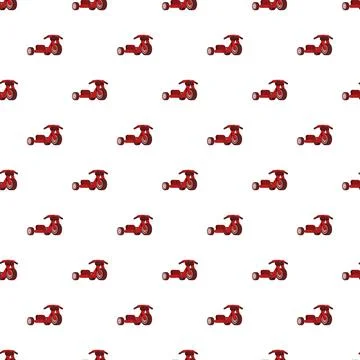 Red tricycle repeating pattern on white background Stock Illustration