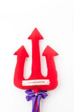 Red Trident with congratulation text Stock Photos