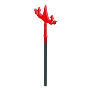 Red trident devil pitchfork standing on white background Stock Illustration