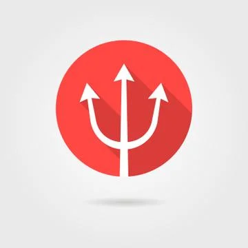 Red trident icon with long shadow Stock Illustration