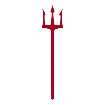 Red trident isolated on white background. Devil, neptune trident. Vector. Stock Illustration