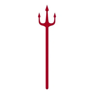 Red trident isolated on white background. Devil, neptune trident. Vector. 스톡 일러스트