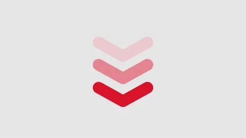 Red triple arrow pointing down loop animation with alpha channel Stock Footage 345512081