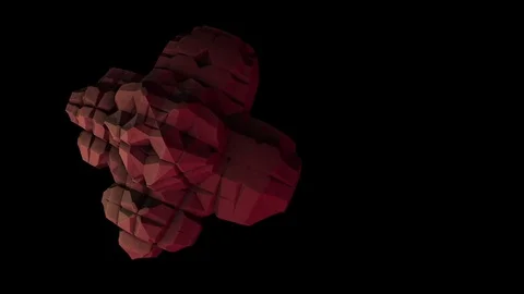 Red Trippy/Psychedelic Morphing Iteration 3D Fractal Animation on Solid Black Stock Footage 73447641