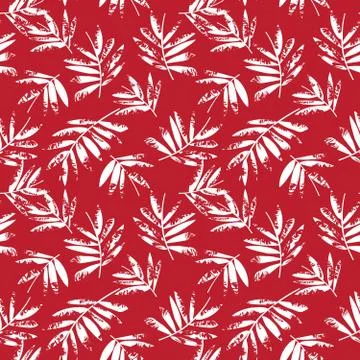 Red Tropical Botanical Leaf Seamless Pattern Background Stock Illustration