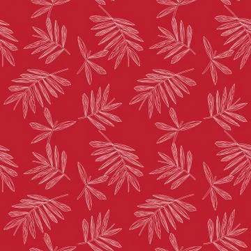 Red Tropical Botanical Leaf Seamless Pattern Background Illustrazione stock